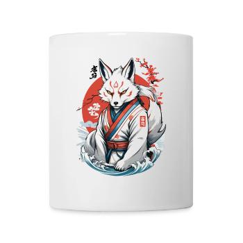 Kitsune Samurai Fox Vintage Ukiyo-e Style - Mug blanc - blanc - Devant