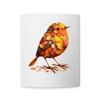 Un oiseau, conçu à partir de différentes feuilles - Mug blanc - blanc - Devant