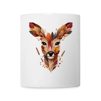 Ein Reh, gestaltet aus verschiedenen Blättern - Tasse - Weiß - Vorne