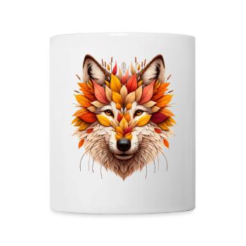 Grand loup, conçu à partir de différentes feuilles - Mug blanc - blanc - Devant