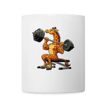 Funny Giraffe Dumbbell Workout Weight Lifting Strong - Mug - white - Front