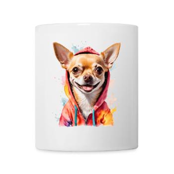 Chihuahua Hoodie Hund Bunt Lustig Tier Print - Tasse - Weiß - Vorne