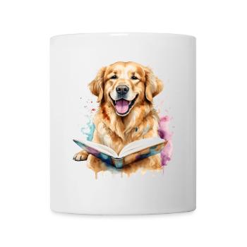 Golden Retriever Chien De Lecture Drôle Design Imprimer - Mug blanc - blanc - Devant