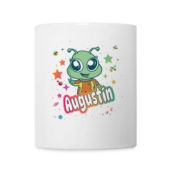 AUGUSTIN - Beautiful boy name with cute alien - Mug - white - Front