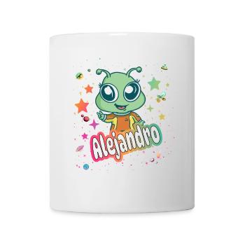 ALEJANDRO - Beautiful boy name with cute alien - Mug - white - Front