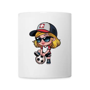 süsses Fussball Mädchen Schweiz mit Fussball - Tasse - Weiß - Vorne