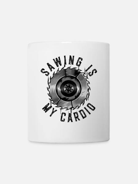 Le sciage est mon travail du bois de charpentier cardio - Mug blanc - blanc