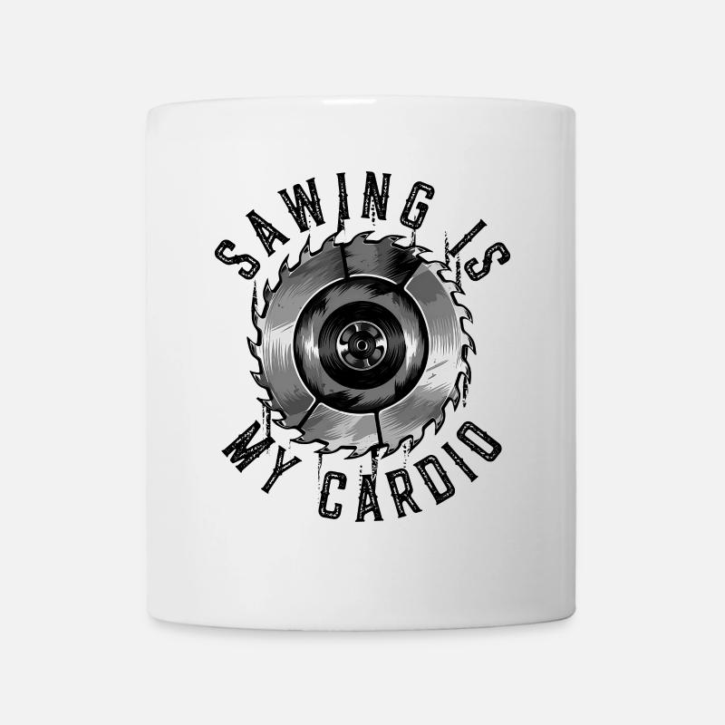 Le sciage est mon travail du bois de charpentier cardio - Mug blanc - blanc