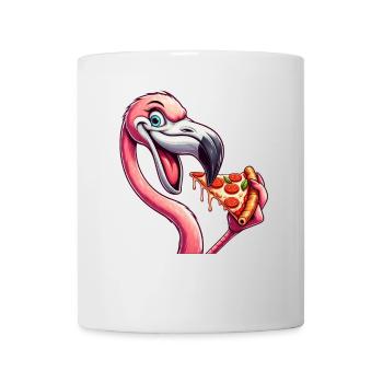 Lustiger Flamingo Pizza Pizzaliebhaber Fast Food - Tasse - Weiß - Vorne