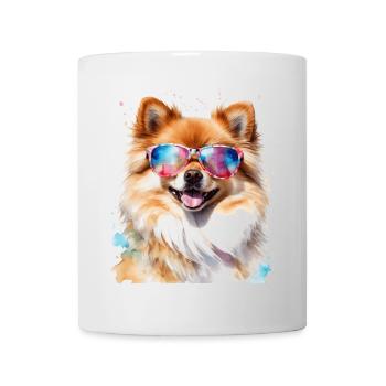 Pomeranian Pomeranian Sunglasses Dog Print - Mug - white - Front