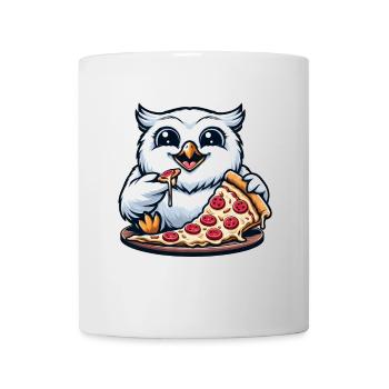 hibou harfang des neiges pizza amant de pizza drôle - Mug blanc - blanc - Devant