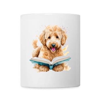 Goldendoodle livre de lecture chien animal design imprimer - Mug blanc - blanc - Devant