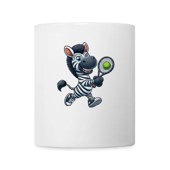 Lustiges Zebra Tennis Tennisspieler Tier Cartoon - Tasse - Weiß - Vorne