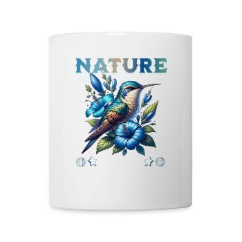 Blue Hummingbird with Flowers Nature Art - Mug - white - Front