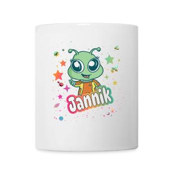 JANNIK - Beautiful boy name with cute alien - Mug - white - Front