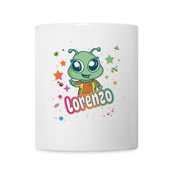 LORENZO - Beau nom de garçon avec extraterrestre mignon - Mug blanc - blanc - Devant