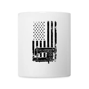 Machine à coudre drapeau américain - Mug blanc - blanc - Devant