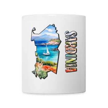 Watercolor Map Sardinia - Mug - white - Front