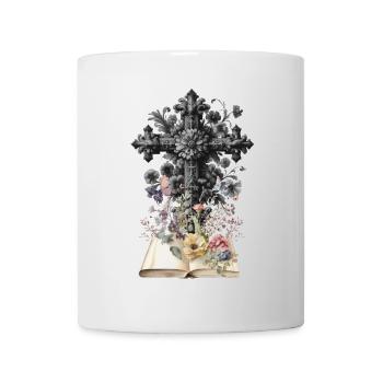 Cross Crosses Flowers Funeral Crucifix Death - Mug - white - Front