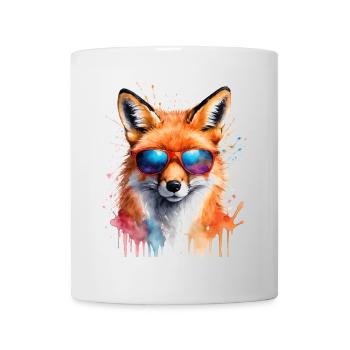 Fuchs Sonnenbrille Bunt Tier Design Print - Tasse - Weiß - Vorne
