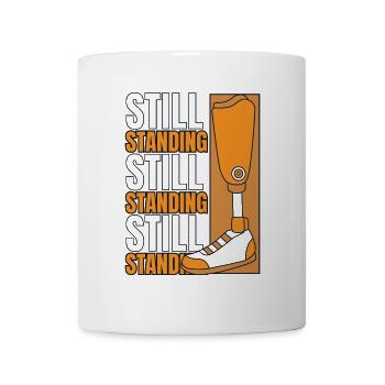 Prothèse de jambe d’utilisateur de jambes artificielles toujours debout - Mug blanc - blanc - Devant