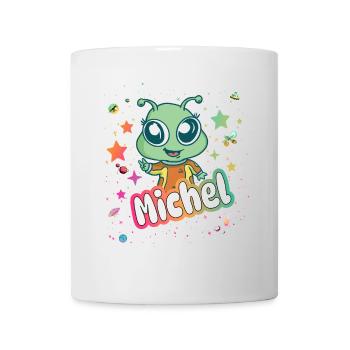 MICHEL - Beautiful boy name with cute alien - Mug - white - Front
