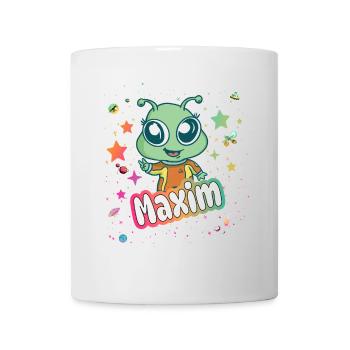 MAXIM - Beautiful boy name with cute alien - Mug - white - Front