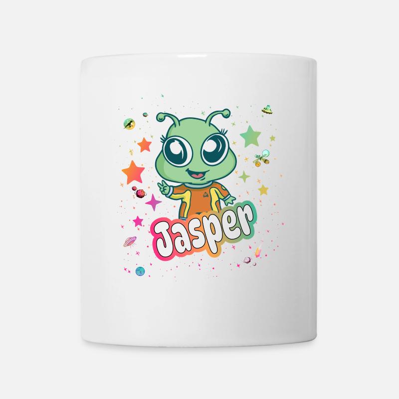 JASPER - Schöner Junge Name mit süßem Alien - Tasse - Weiß