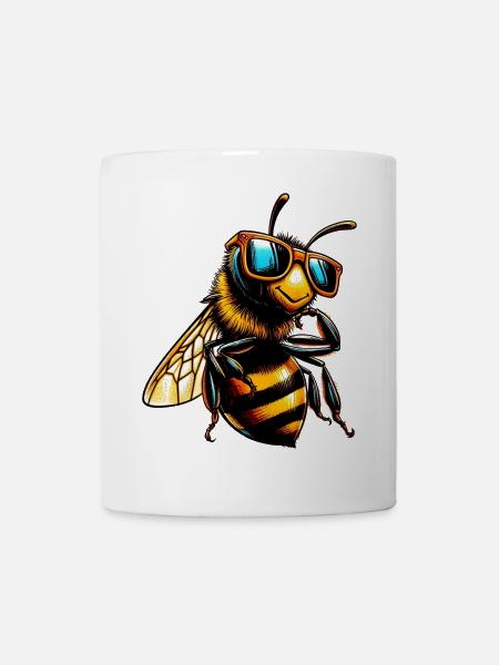 Biene mit Sonnenbrille - Tasse - Weiß