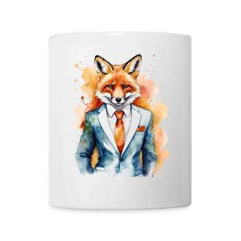 Fuchs Anzug Bunt Tier Design Print - Tasse - Weiß - Vorne