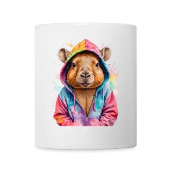 Capybara Hoodie Capy Colorful Animal Design Print - Mug - white - Front