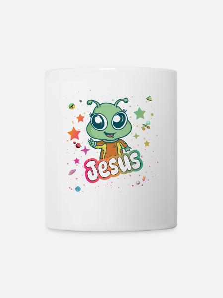 JESUS - Schöner Junge Name mit süßem Alien - Tasse - Weiß