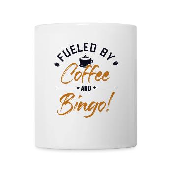 Angetrieben von Kaffee und Bingo Caller Daubers - Tasse - Weiß - Vorne