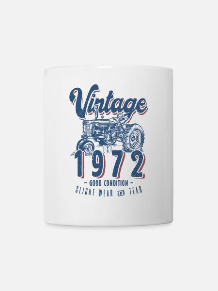 Vintage Tractor Farmer Birthday Born In 1972 - Mug - white