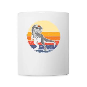Dinosaurier Mit Retro Vintage Nerd Geek Dino T-Rex - Tasse - Weiß - Vorne