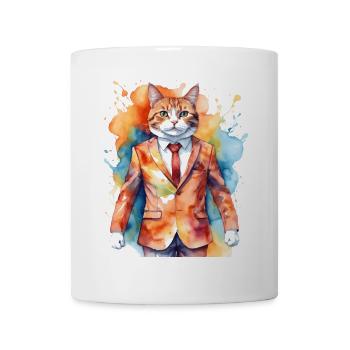 Cat Suit Colorful Funny Funny Animal Design Print - Mug - white - Front
