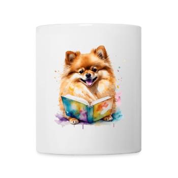 Poméranie Poméranie Livre de lecture Dog Print - Mug blanc - blanc - Devant