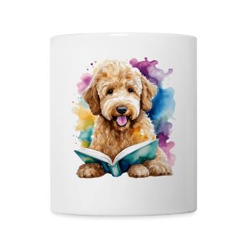 Goldendoodle livre de lecture chien animal design imprimer - Mug blanc - blanc - Devant