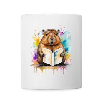Livre de lecture Capybara Capy Imprimé de conception animale colorée - Mug blanc - blanc - Devant