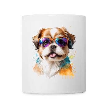 Shih Tzu Sonnenbrille Hund Lustig Tier Print - Tasse - Weiß - Vorne