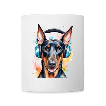 Doberman Casque Chien Drôle Animal Design Imprimer - Mug blanc - blanc - Devant