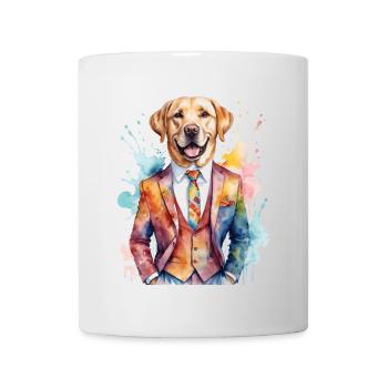 Labrador Retriever Anzug Hund Lustig Design Print - Tasse - Weiß - Vorne