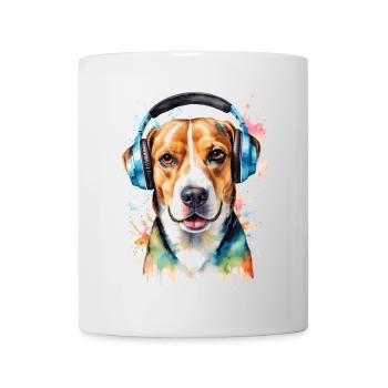 Beagle Headphones Dog Funny Animal Design Print - Mug - white - Front