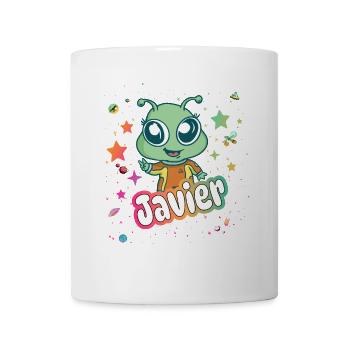 JAVIER - Beautiful boy name with cute alien - Mug - white - Front