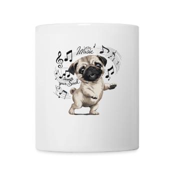 Lass die Musik deine Seele Tanzender Mops - Tasse - Weiß - Vorne