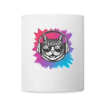 Colorful Cat Sunglasses Headphones - Mug - white - Front