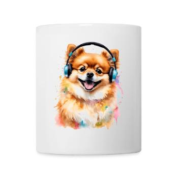 Pomeranian Pomeranian Headphones Dog Print - Mug - white - Front