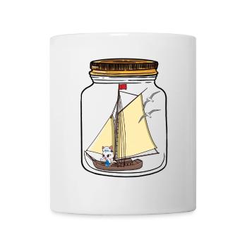 Voilier Navigation Message Dans Une Bouteille Salutations Chat - Mug blanc - blanc - Devant
