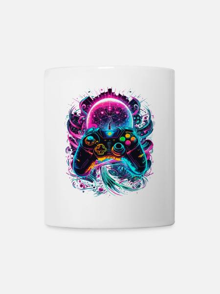 Synthwave Cyberpunk Gaming Controller - Tasse - Weiß