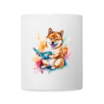 Shiba Inu Lecture Livre Chien Drôle Animal Design Imprimer - Mug blanc - blanc - Devant